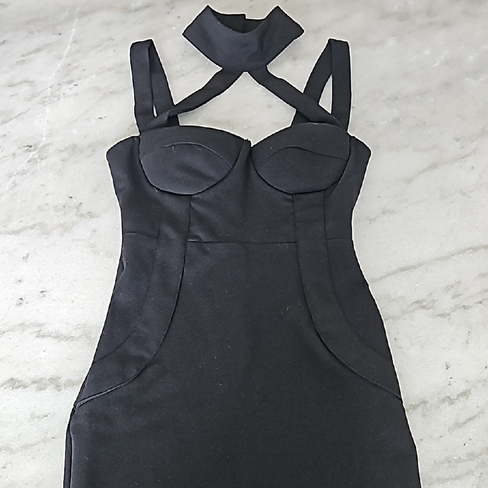 Elegant Black Halter Dress